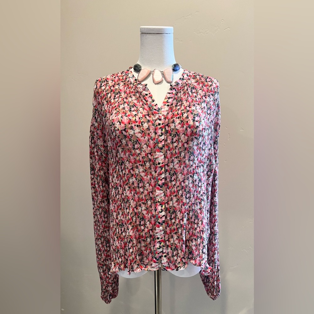 Boden Multicolor Floral Pleated Top